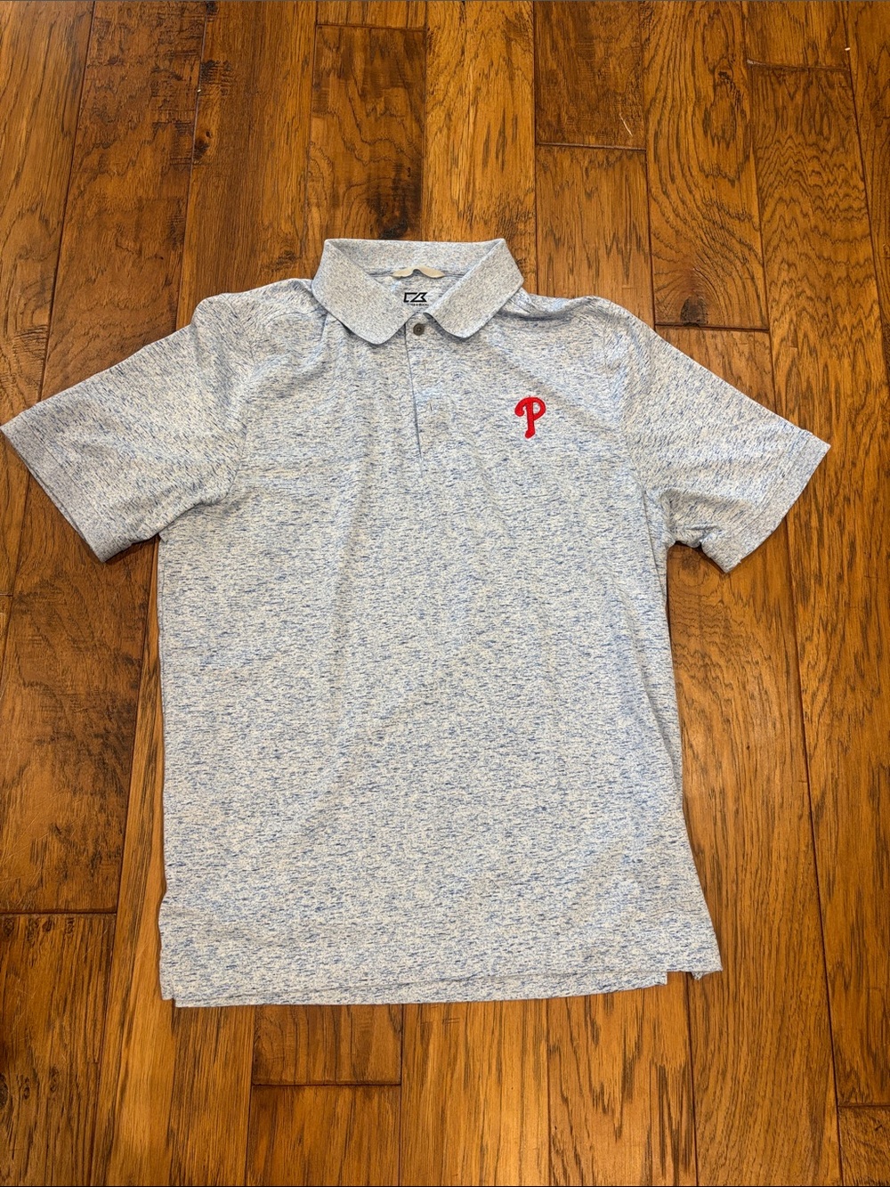 Cutter & Buck Light Gray Heather Polo with Red 'P' Embroidery